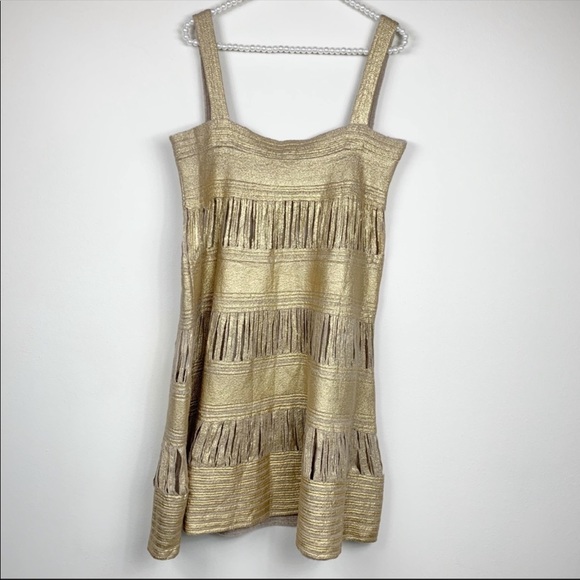 Moschino AEFFE SPA dress 10 Gold crochet knit wool - Picture 5 of 8